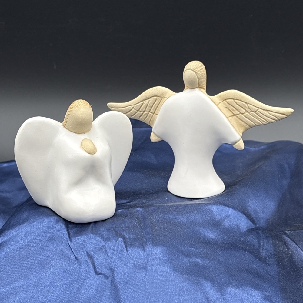Vintage Jack Black Native American Art Pottery Angels Pair - Signed & Dated